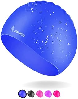 JIMJOOS Waterproof Kids Swimming Cap - 100% Silicone Durable and Odour Free Swim Hat - Stretchable, Anti slip Swim Cap - Swimming Hat for up to 8 Years With Protective Pouch