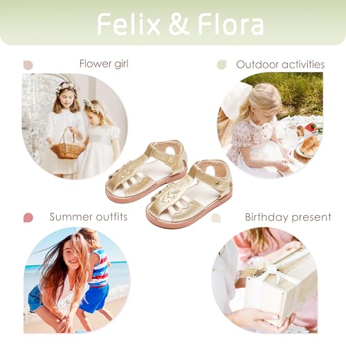 Image of Felix & Flora Toddler Girls Sandals Soft Rubber Princess Flat Shoes Flower Girl Shoes