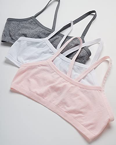 Rene Rofe Girls' Training Bra – 3 Pack Comfort Stretch Cami Bralette - Spaghetti Strap Starter Bras for Girls (7-14)3