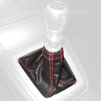 RedlineGoods Shift Boot - STI 6-SPD Compatible with Subaru Impreza 2005-07. Tailor Made - not Universal. Genuine top-Grade Italian Black Leather with Blue Thread