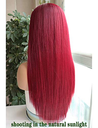 G&T Headband Wigs For Black Women Red Straight Glueless Wigs Heat Resistant Synthetic Wig For Daily Party Use (24 Inch) #TOP4