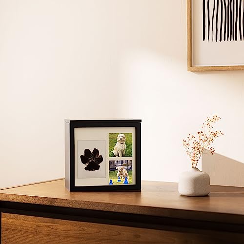 Navaris Urne für Hund oder Katze - Tierurne inkl. Platz für 2 Fotos und Pfotenabdruck - Hundeurne Katzenurne - Tierurnen für Hunde - Hunde Box in Schwarz