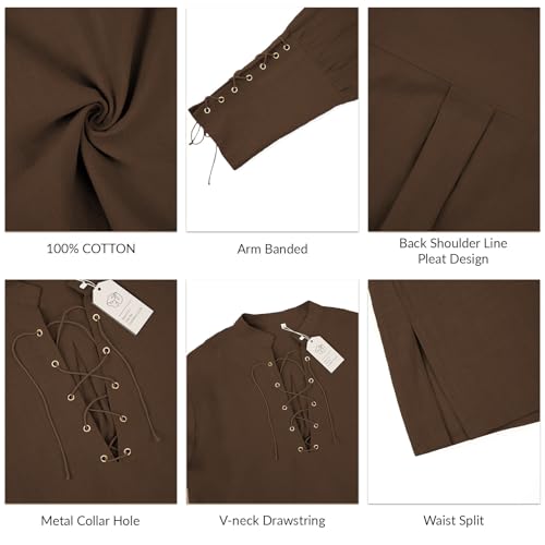 Image of CTU Men's Cotton Shirt Pirate Shirt Medieval Viking Renaissance Costume