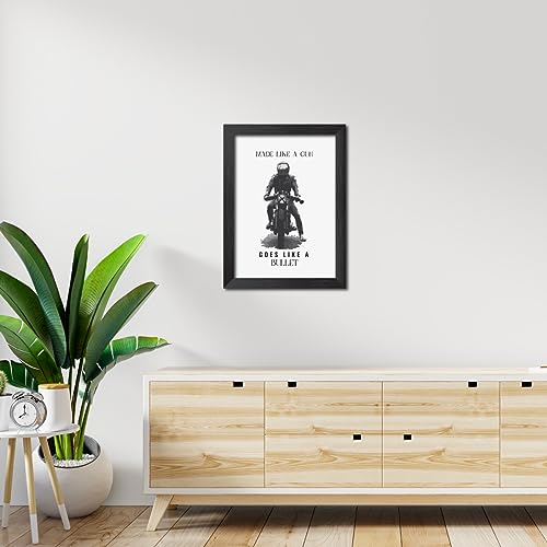 Image of TenorArts Royal Enfield Riding Posters Photo Frame Bikers Bullet Rider Motivational Quotes Laminated Poster Framed Painting with Matt Finish Frames (9inches x 12inches)