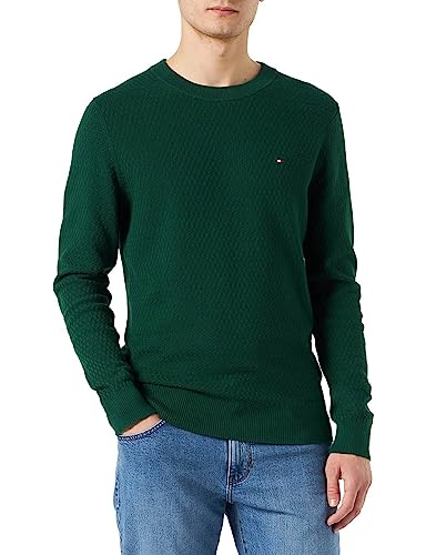 Tommy Hilfiger Herren Pullover Cross Structure Strickpullover, Grün (Prep...