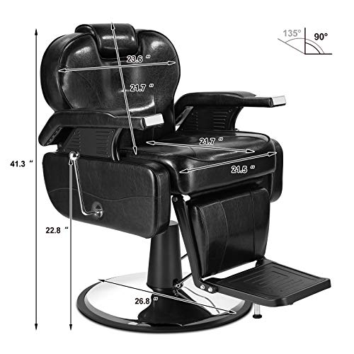 Artist hand Barber Chair Hydraulic Recline Barber Chairs Salon Chair for Hair Stylist Tattoo Chair Heavy Duty Barber Salon Equipment (Black)