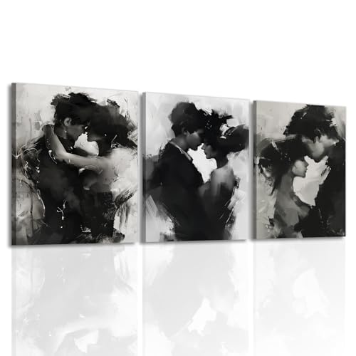 OAAPITI Black Couple Wall Art 3 Piece Abstract Romance Wall