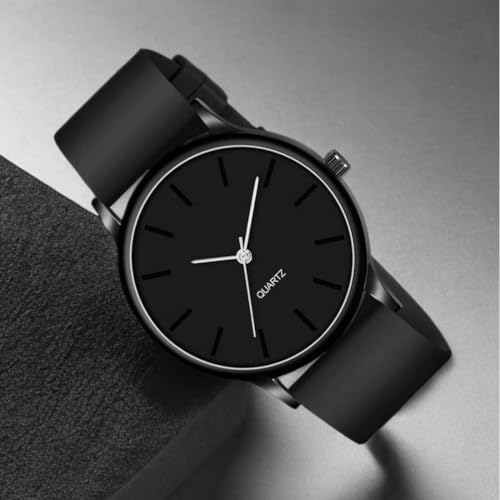 Image of Minimalist Dial with Softest Silicone Strap Analog Wrist Watch for Men & Boys (Black)
