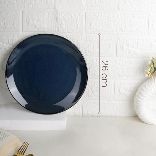 Image of The Earth Store Handcrafted Galaxy Blue 4 Piece 10 Inch Ceramic Dinner Plates Microwave & Dishwasher Safe Ceramic Plates for Dinner | Full Plates Set of 4 | Dinner Full Plates