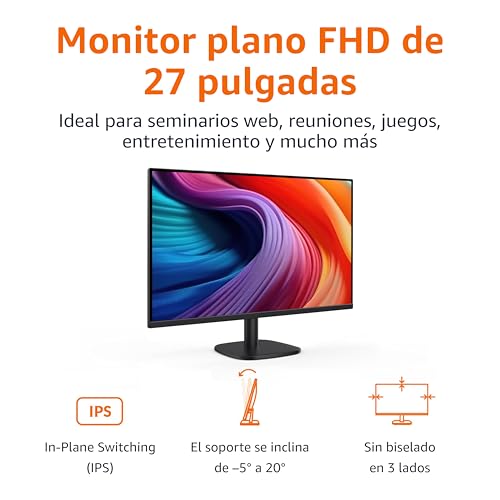 Miniatura 2 de Amazon Basics Monitor de 27"/68.6 cm, FHD 1080p, MAX 100 Hz, Compatible con VESA, Altavoces Integrados, Negro