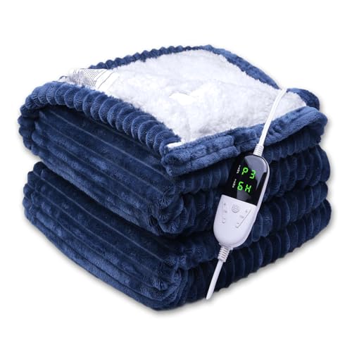 ITSHINY Manta Eléctrica 180x135cm con Controlador Digital, 6 Niveles de Calor, Temporizador de 1-10 Horas, Apagado Automático, Protección contra Sobrecalentamiento, Lavable a Máquina de Franela
