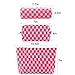 ZLFSRQ 3Pcs Makeup Bag Checkered Cosmetic Bag Set Travel Toiletry Bags for Purse Large Small Makeup Pouch for Women Cute Preppy Pencil Pouch Case Pink Zipper Skincare Bags