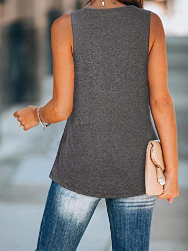 Kikiberry Womens Sleeveless Active Tank Tops Lightweight Ruffle Casual Loose Tunic Blouse Shirt Dark Gray X-Large #TOP2