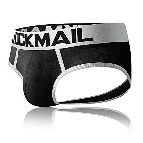 JOCKMAIL Calzoncillos Slips Jockstrap para Hombre Sexy sin Fondo Slips Suspensorios para Hombres Tanga (XXL, Negro)