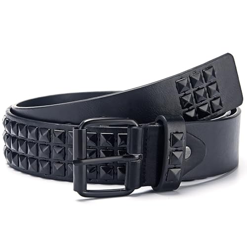 Black Studded Belt Goth Belts Metal Punk Belt Rock Belts Rivet Belt Pyramid Stud Belt Cool Belts PU Leather Waist Belt3