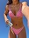 Tainehs Women's Two Piece Bikini Sets Ditsy Floral Triangle Swimsuits Self Tie String Swimwear Cheeky Bathing Suit Pink