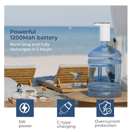 Image of Lifelong Automatic Water Dispenser Pump for 20 Litre Bottle | USB Rechargeable Electric Water Pump with 1200mAh Battery | One Touch Operation | Portable Water Dispenser for Home, Office & Travel
