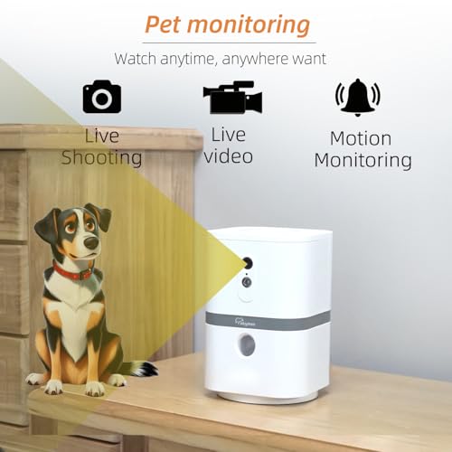 Image of Petalk AI II Dog Camera Automatic Treat Dispenser, 5G WiFi Pet Camera with 180 Pan Full-Room View