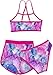 Funnycokid Girls Bathing Suits Size 8-10 3 Piece Bathing Suit Size 9 Size 10 Bikini Set with Shorts Sport Swimwear 9-10 Years Marble