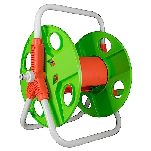 Garden Hose Reel Cart for 20m of 1/2 Hose – UV-Resistant Polypropylene, Stable & Durable, Side Hose Connector, Easy Crank Rewind, Tool-Free Assembly – Ideal for Outdoor Watering & Storage