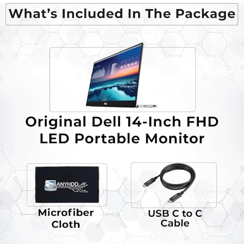 Image of Dell P1424H 14-Inch Portable Monitor for FHD LED with Dual-Screen Productivity, in-Plane Switching, USB-C Connectivity, Low Blue Light, and Display Manager Software