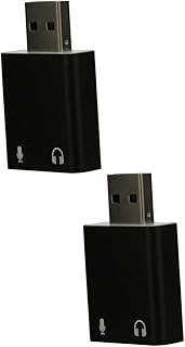 Hemobllo 2pcs USB External Sound Card USB Audio Sound USB Adapters Windows USB Headset Adapter for PC Microphone Adapter Headphone Adapter External USB Audio Sound Cards Drive-free Adapter