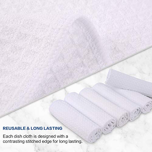 Sinland Microfiber Waffle Weave Kitchen Dish Cloth Washcloths Quick Drying Dish Towels 13Inch X13Inch (White 6 Pack) #TOP2