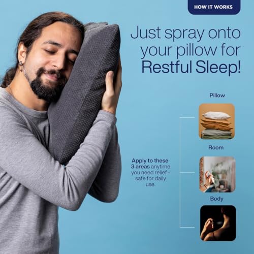 Image of PURETIVE Deep Sleep Pillow Mist | Sleep Mist | Body+Linen+Room | 100% Pure with Essential Oil | Reduce Tension & Restless Sleep | Promotes Restful & rejuvenating sleep | 100ml