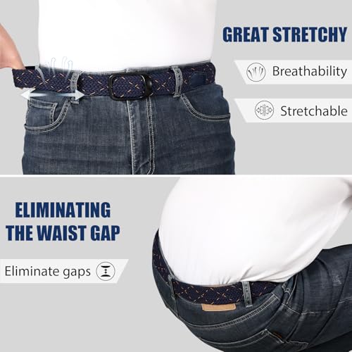Image of JASGOOD Stretch Belt for Men, Men Women Elastic Woven Braided Belt 1 3 /8 Casual Belt Golf Belt for Jeans Pants