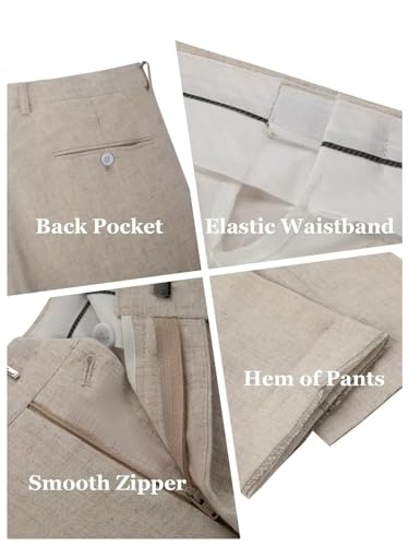 Wehilion Men's 2 Piece Linen Suits Slim Fit Casual Summer Beach Wedding Dress Tux Prom Lightweight Blazer Jacket and Pants4