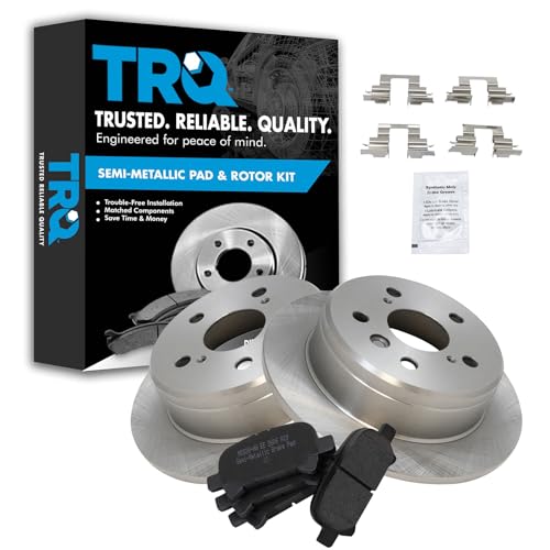 Image of TRQ Rear Brake Pad and Rotor Set Semi Metallic Solid Rotors