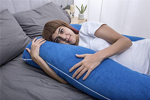 MOON PINE Pregnancy Pillow, U Shaped Full Body Pillow for Maternity Support, Sleeping Pillow with Cover for Pregnant Women (Dark Blue)