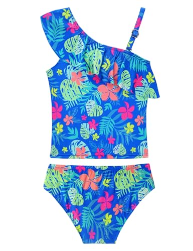 Image of Girls Tankini Swimsuit Two Piece Bathing Suit Colorful Toddler Kids Ruffle Swimwear Adjustable Strap Summer Beach