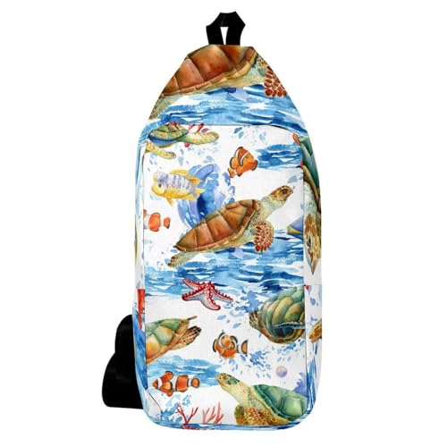 Sac à dos à bandoulière homme et femme 16x36.5x8.4cm dauphin et tortue