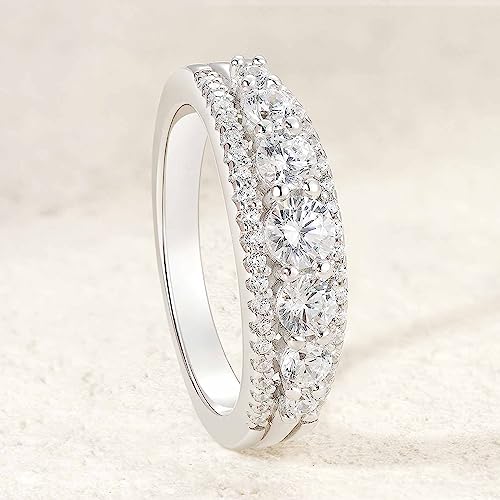 SHELOVES Sterling Silver Eternity Bands for Women Simulated Diamond Cubic Zirconia Wedding Rings2