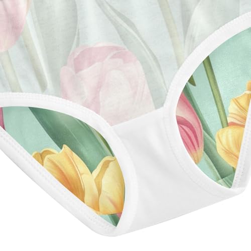 Toddler Girl Briefs, Floral Tulip Mint Green Cotton Underwear Girls, 2T–8 Years4