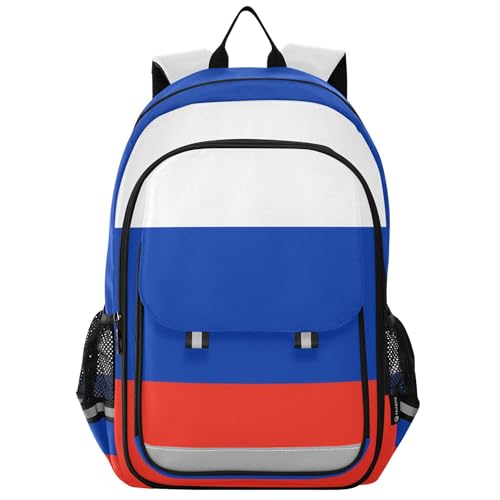 Fisyme Russian Flag School Backpack Laptop Backpacks Bags Bookbag Travel Casual Computer Notebooks Daypacks