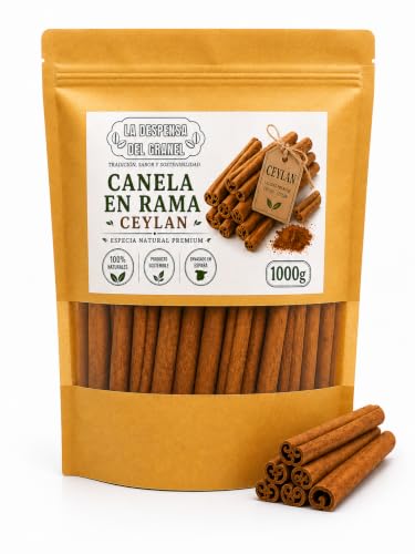 Canela en Rama Ceylan Canela en rama comestible, perfecta para el vino caliente y el té de invierno - Especias navideñas - Cinnamon sticks LA DESPENSA DEL GRANEL (1000G)