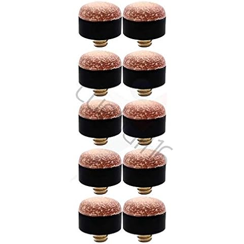 cueball16 10 x 11mm Leather Brass Screw on Cue Tips for Snooker or Pool Cues Cover