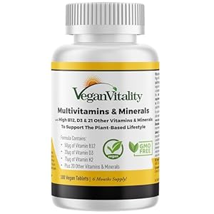 Veganistisch Multivitaminen & Mineralen met Hoge Sterkte | Vitamine B12, D3 & K2 | 180 Multivitaminen Supplement Tabletten | 6 Maanden Levering | Ontworpen voor Vegetariërs | Organisch Biologisch