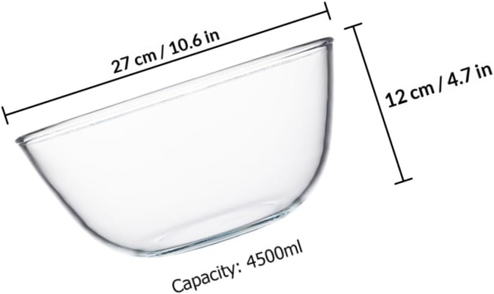 Luxshiny Glass Mixing Bowl and Egg Beating Bowl 4500ml Multipurpose for Home Cooking and Serving