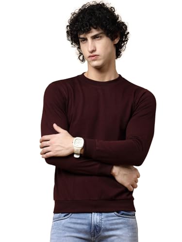 Image of Rigo Terry Solid Printed Winter Wear Sweatshirt for Men | Round Neck Sweatshirt for Men | Full Sleeves Sweatshirt for Men