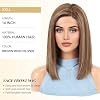 Peluca KKU de cabello humano 100% con encaje frontal para mujer: línea de nacimiento natural previamente despejada, raya lateral, marrón mezclado con rubio, 14 pulgadas, cabello suave y natural para uso diario 4
