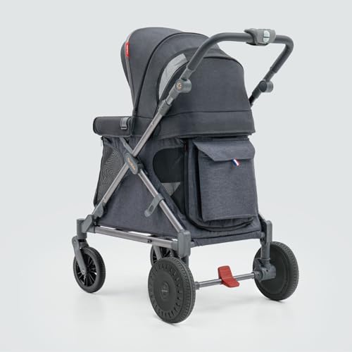 Familidoo Q1 E-Wagon – Lightweight, Foldable Stroller with Rain Cover, All-Terrain Wheels, 5-Point Harness, Compact for Travel & Storage (Charcoal Gray)