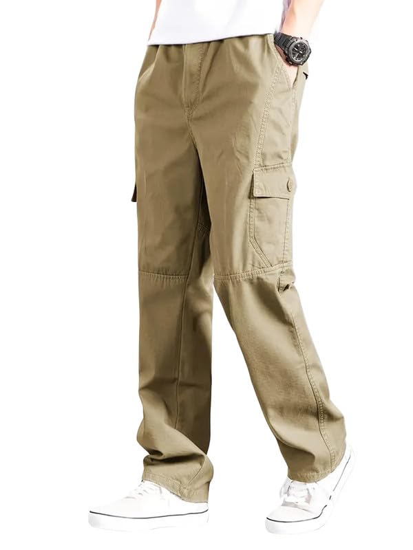 Image of DEELMO Men's Stylish Multi-Pocket Cargo Pants || Casual Fit Trousers || Stylish Cargo Trousers for Men || Men's Pants (MD506 01 04)