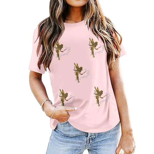 Image of Magical Shirt for Women Magic Princess Sequin Top Vacation Holiday Short Sleeve Top Graphic Tshirt