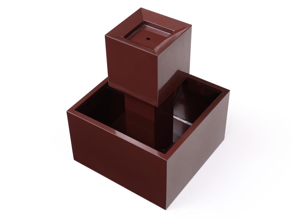 Vente-unique - Fuente de Exterior de Acero Inoxidable con LED - Alt. 65 cm - Terracota - CARDINA