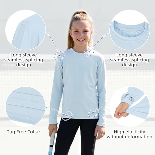 Image of American Trends Rash Guard Girls Swim Shirt Long Sleeve UPF 50+ 5-16T | UV Protection Girls Sun Shirt Lightweight Quick Dry for Kids Teens