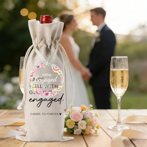 Image of Engaged Gifts Engagement Gifts for Couples Her, Engagement Party Decorations for Women Couple Bride Wedding Our Spring Engaged Wine Bag Acrylic Ornament 2026
