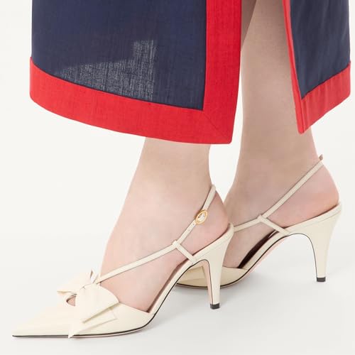 Bows Slingback Kitten Heels for Women Comfrotable Sling Back Pointed Toe Bow Heels Sexy Wedding Dress Party Pumps.2